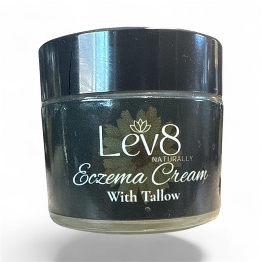 LeV8 Eczema  Cream with Tallow 2oz Glass Jar