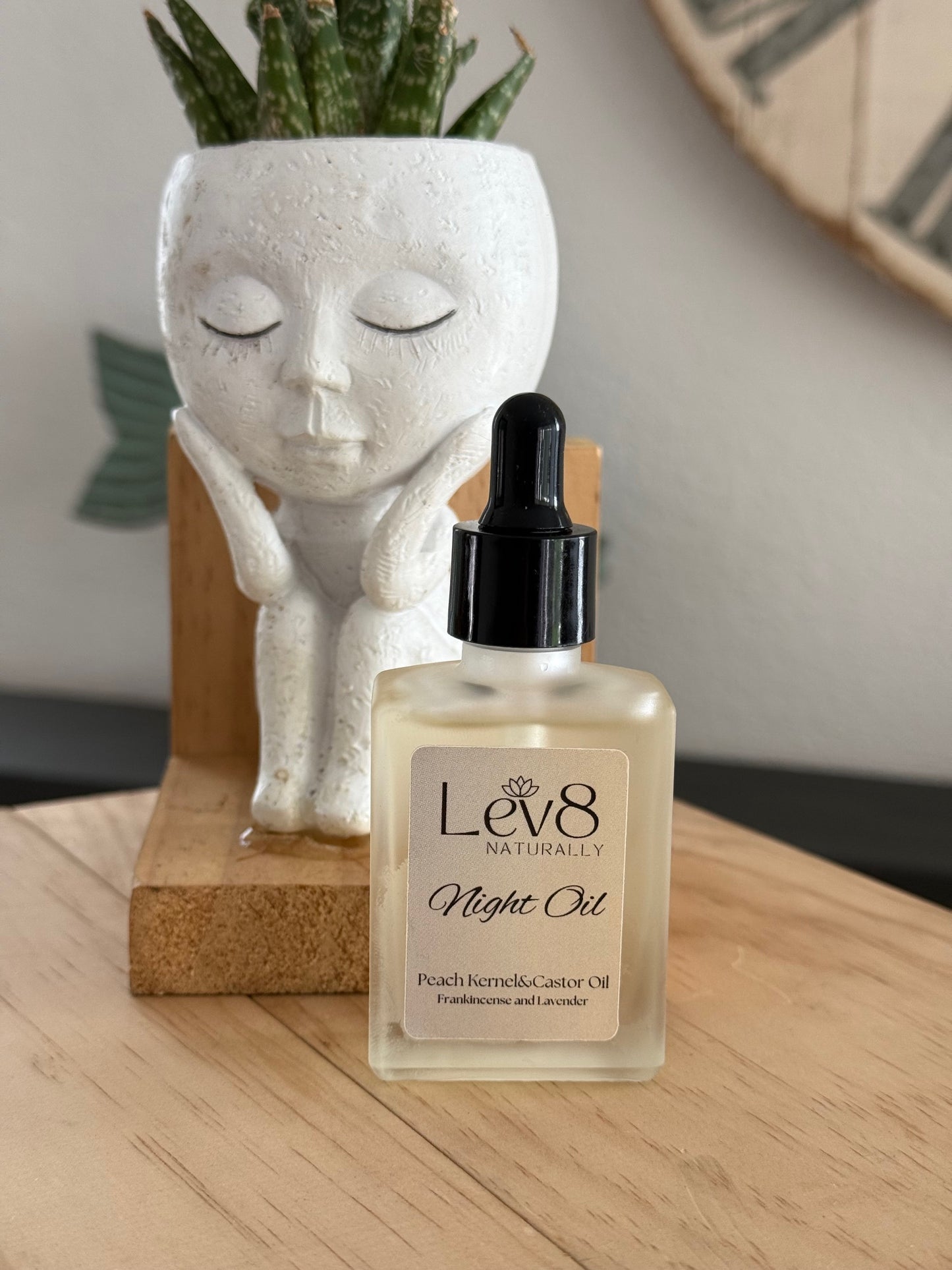 Lev8 Your Night Naturally Peach Kernel Face and Castor Oil Frankincense and Lavender 2 oz.