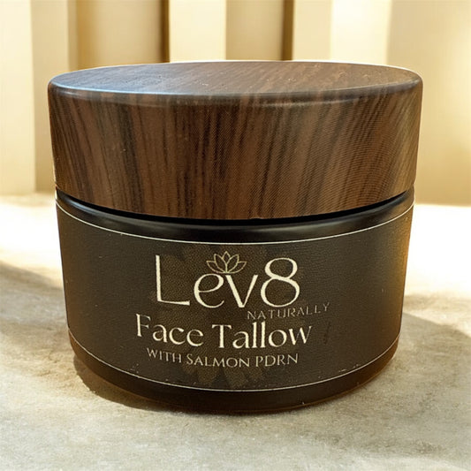 Face Tallow with Salmon PDRN 1oz Glass Jar Brown Bamboo lid