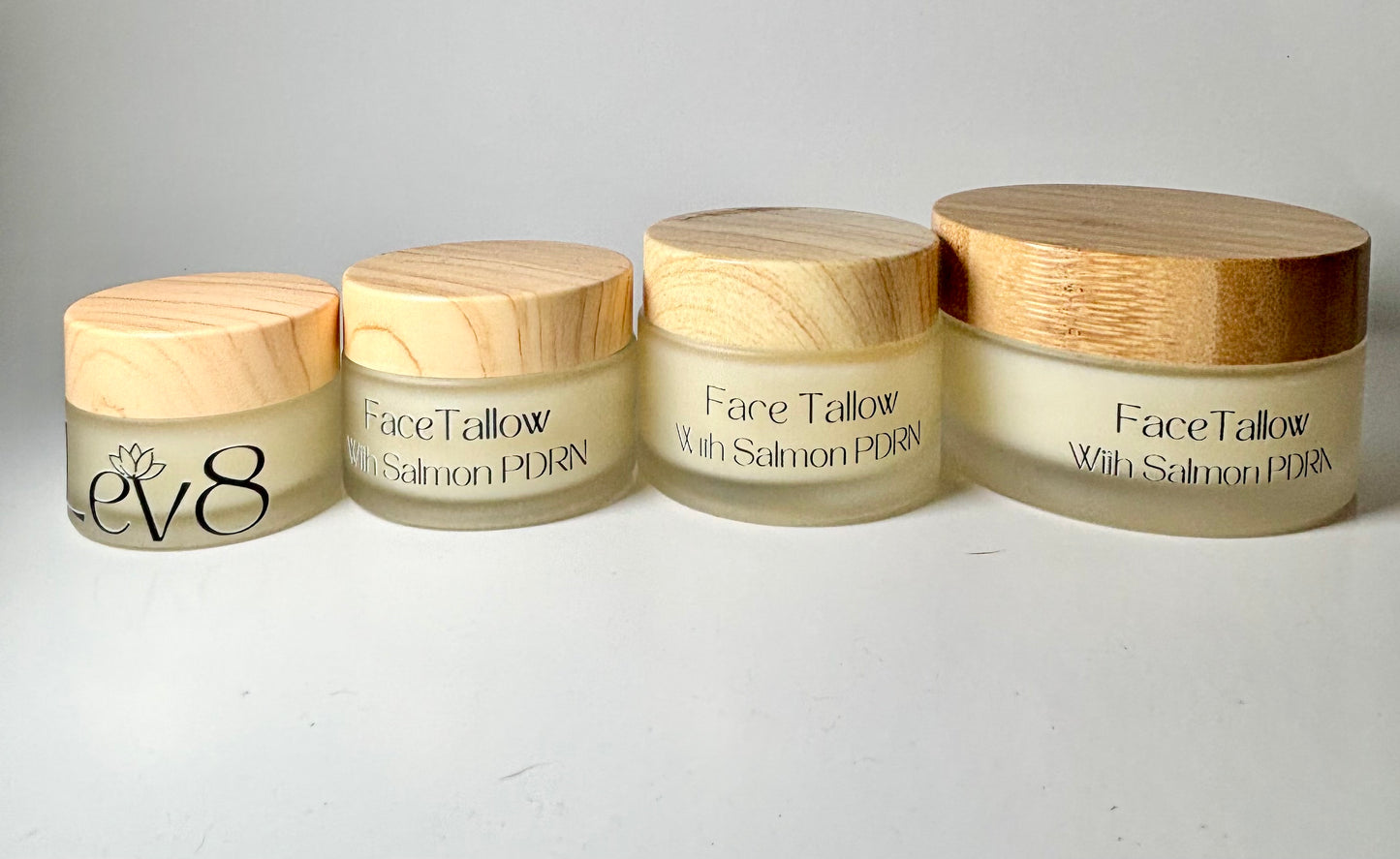 Lev8 Face Tallow with Salmon PDRN 2 oz. glass Jar with Bamboo Lid