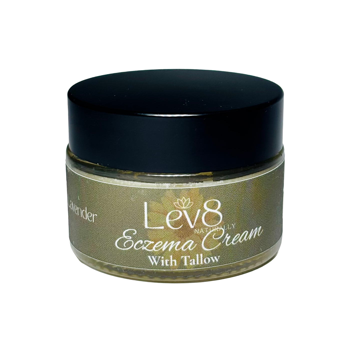 Jar of Lev8 Eczema Cream with Tallow works