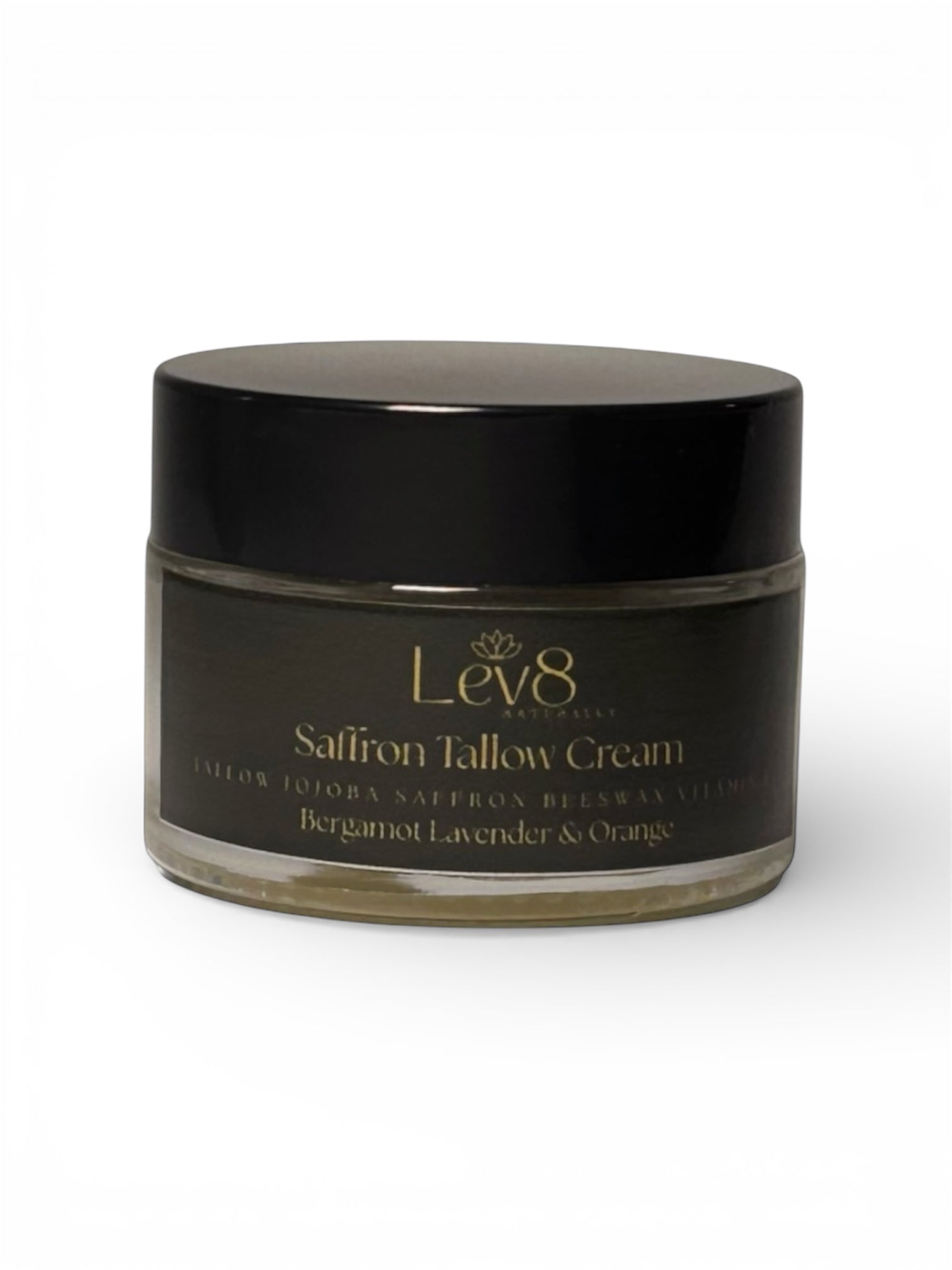 Jar of Lev8 Saffron Tallow Cream Balm 
