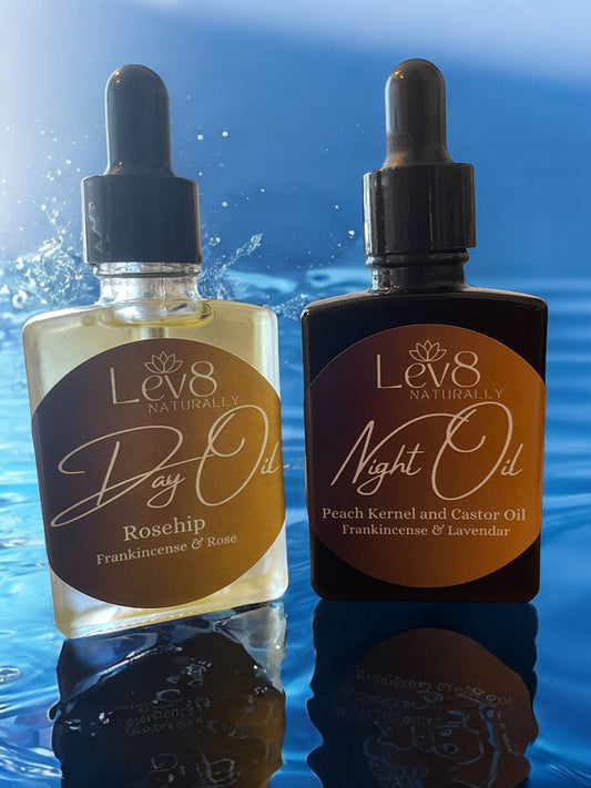 Lev8 Your Day and Night Naturally Combo Face Oil Package 2oz ea