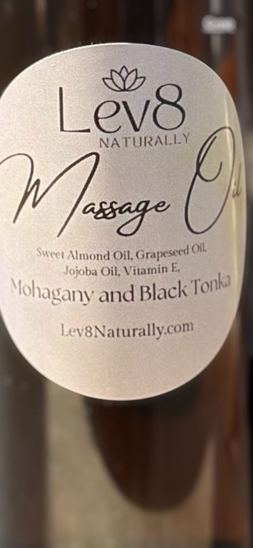 Lev8 Massage Oil  Mahogany and Tonka  Bean