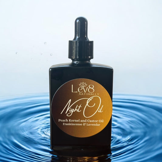 Lev8 Your Night Naturally Peach Kernel Face and Castor Oil Frankincense and Lavender 2 oz.