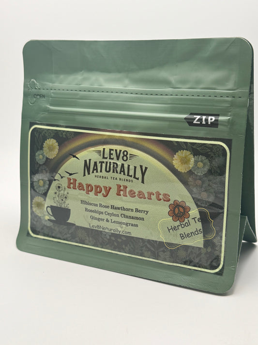 Lev8 Naturally Happy Hearts Herbal Tea Blends (Ships to California Only)
